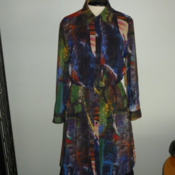 Alice + Olivia Collared Lined Shirt Dress Size M - Picture 1 of 8